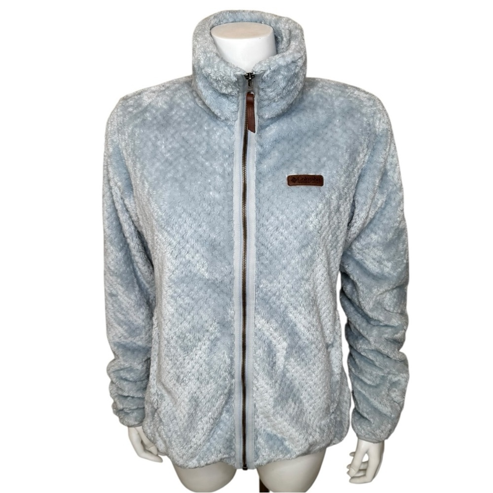 Columbia Fire Side II Textured Fleece Jacket L Full Zip Cloud Gray